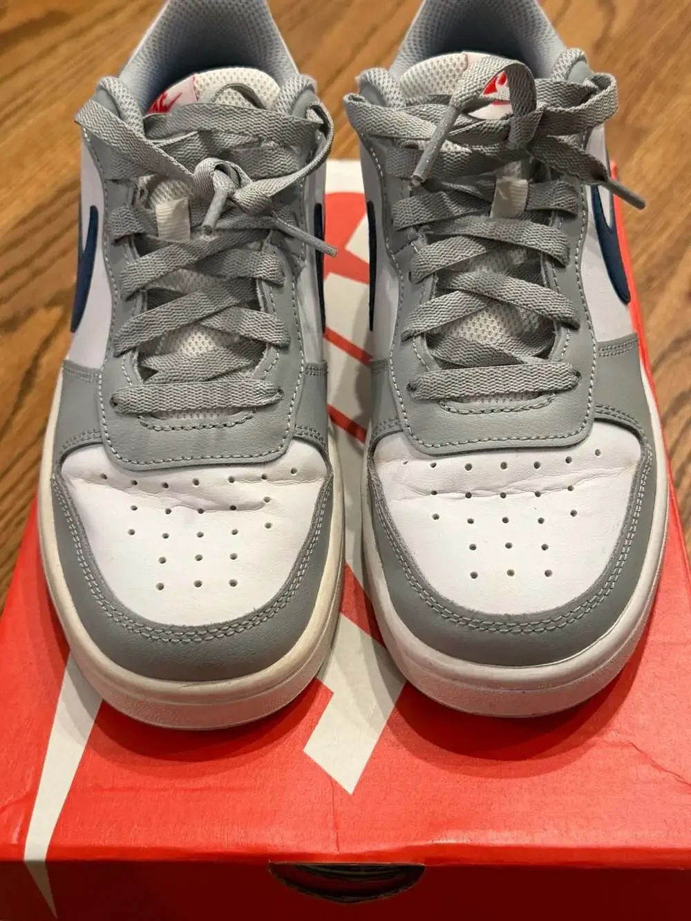 Nike Court Borough Low 2 GS White/Marina-Lt Smoke Grey BQ5448-117 Size 5Y